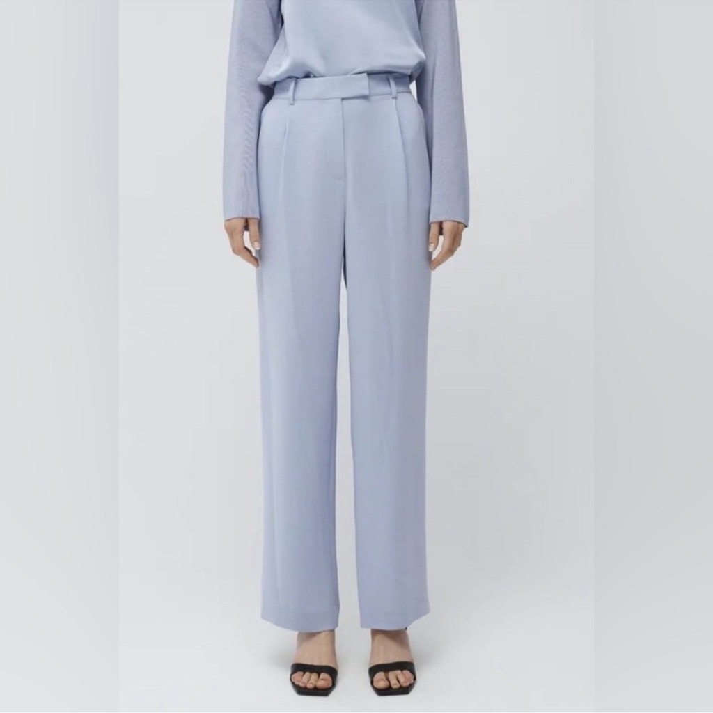 Nwt Jonathan Simkhai Marina Blue Novia Straight Leg Pant Trousers
